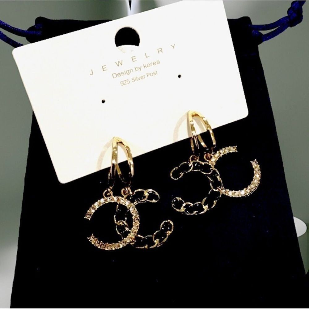 CC Elegant Gold and Silver Crescent Earrings